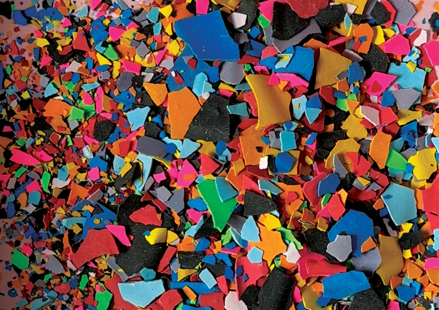 Colourful terrazzo pieces in various shapes and sizes.