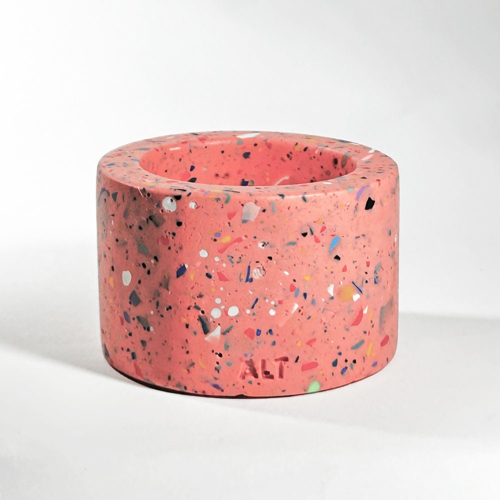 Pink Rainbow Terrazzo Tea Light Candle Holder – Jesmonite Candle Stand　
