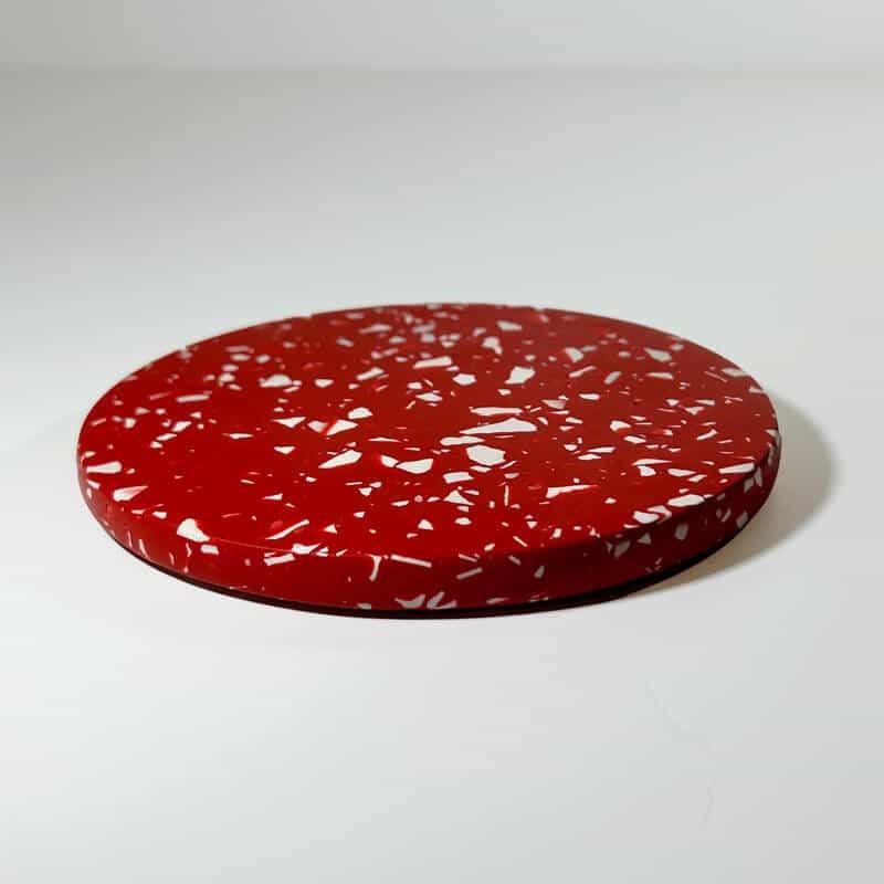 Red Terrazzo Jesmonite Coaster with Cork Back