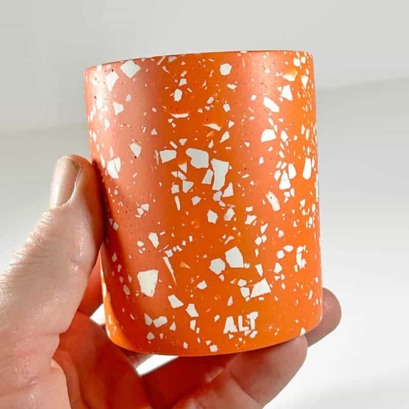 Orange Terrazzo Desk Organizer – Pencil Holder & Makeup Brush Pot