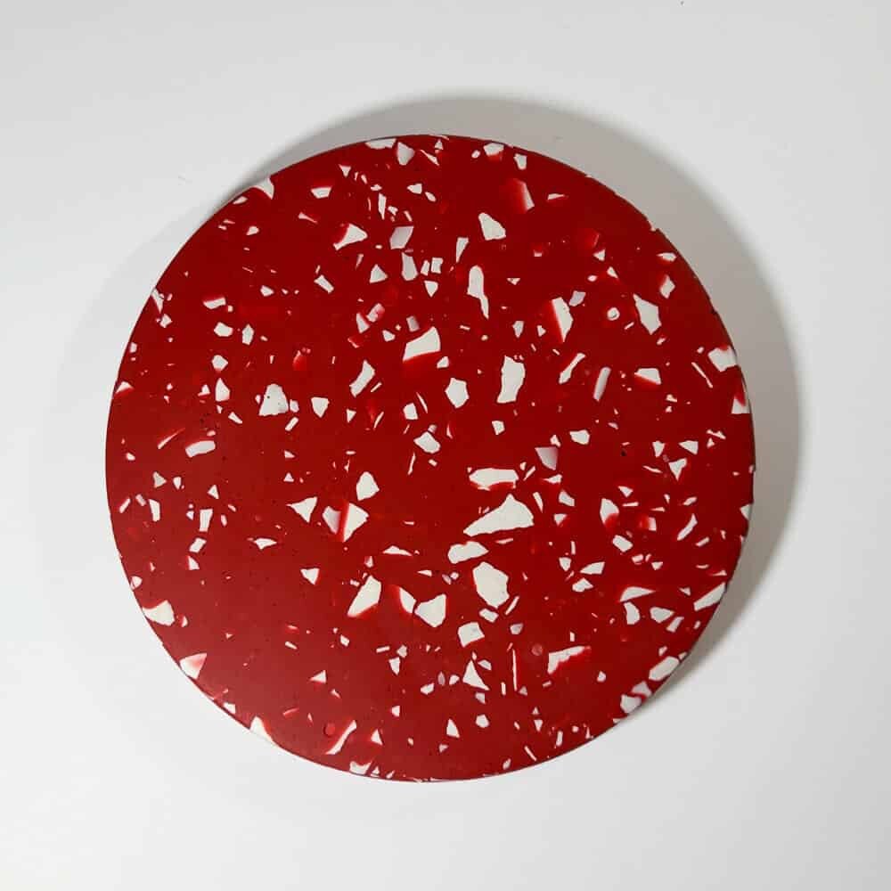 Red Terrazzo Jesmonite Coaster with Cork Back