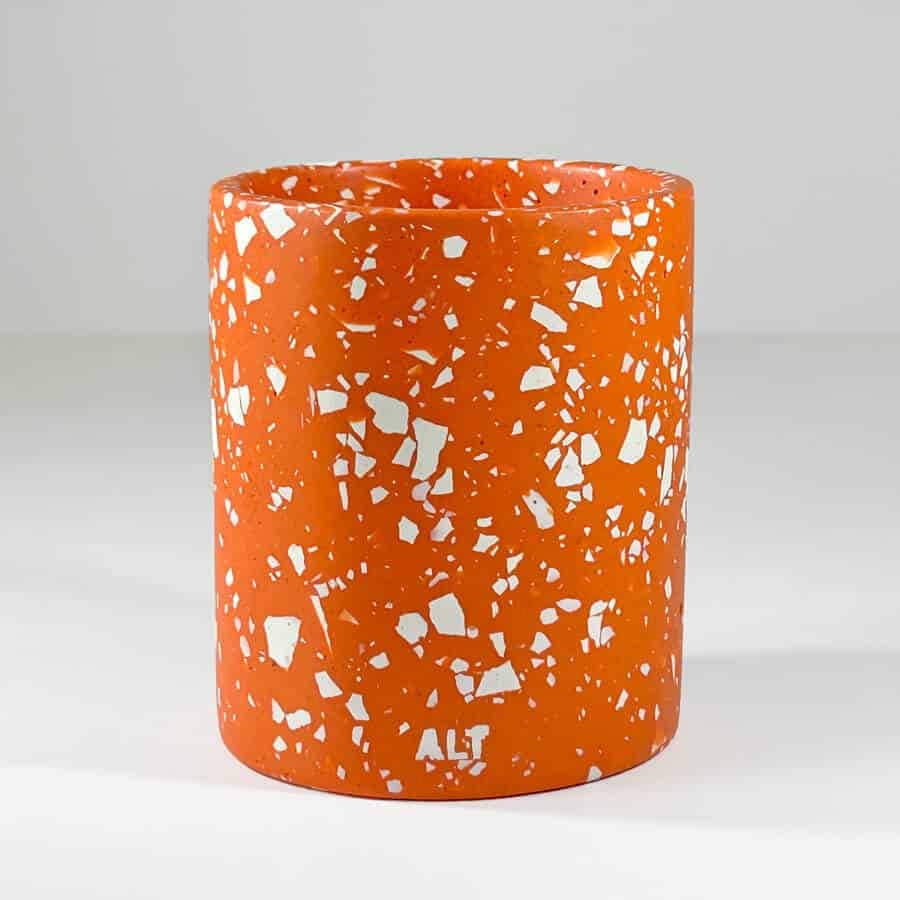 Orange Terrazzo Desk Organizer – Pencil Holder & Makeup Brush Pot