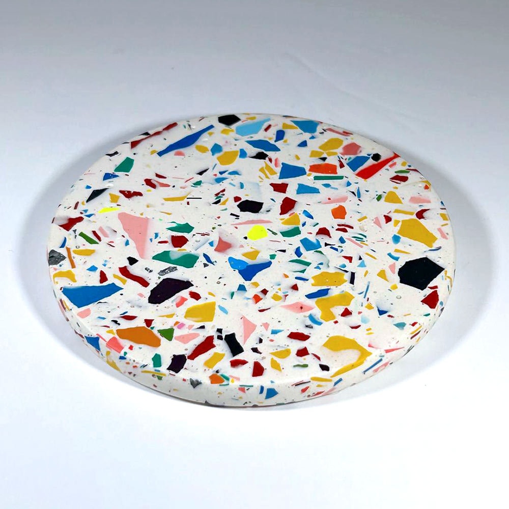 Rainbow Confetti Terrazzo Jesmonite Coasters with Cork Back – Maximalist Decor, Handcrafted