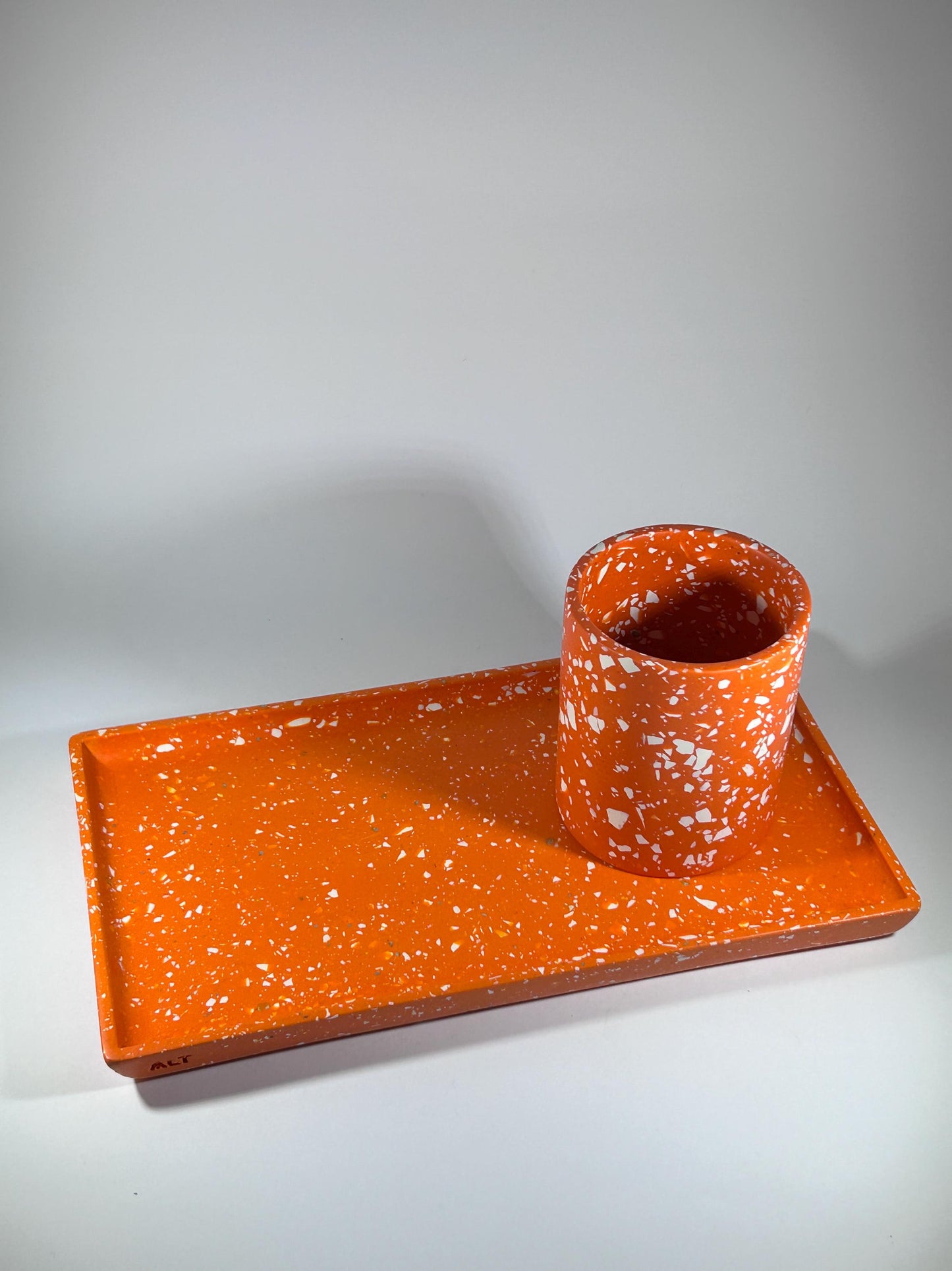 Orange Terrazzo Desk Organizer – Pencil Holder & Makeup Brush Pot