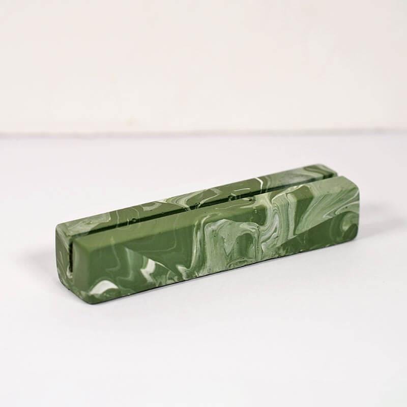 Moss Green marble patterned rectangular photo holder on a white background