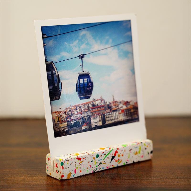 Rainbow Confetti Jesmonite Photo Holder & Wedding Name Card Menu Stand