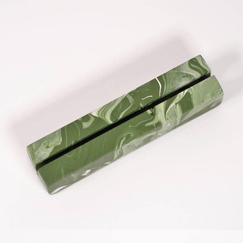 Moss Green marble patterned rectangular photo holder on a white background