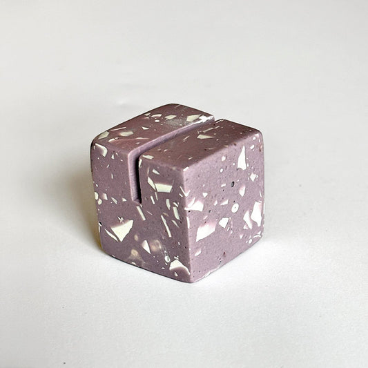 Lilac terrazzo square photo holder on a white background