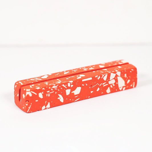 Orange rectangular terrazzo Photo Holder on a white background