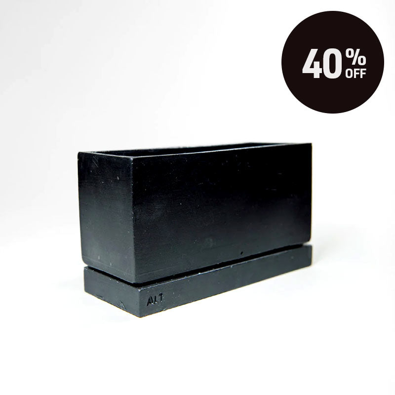 A black rectangular planter with a matching base, shown on a plain white background with a black circular '40% OFF' promotional badge in the top right corner.