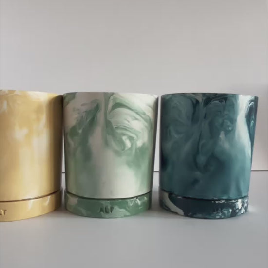 Various colorful plant pots