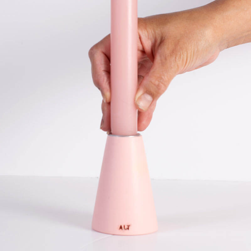 Super Seconds Sale: Pink Taper Candle Holder – Medium