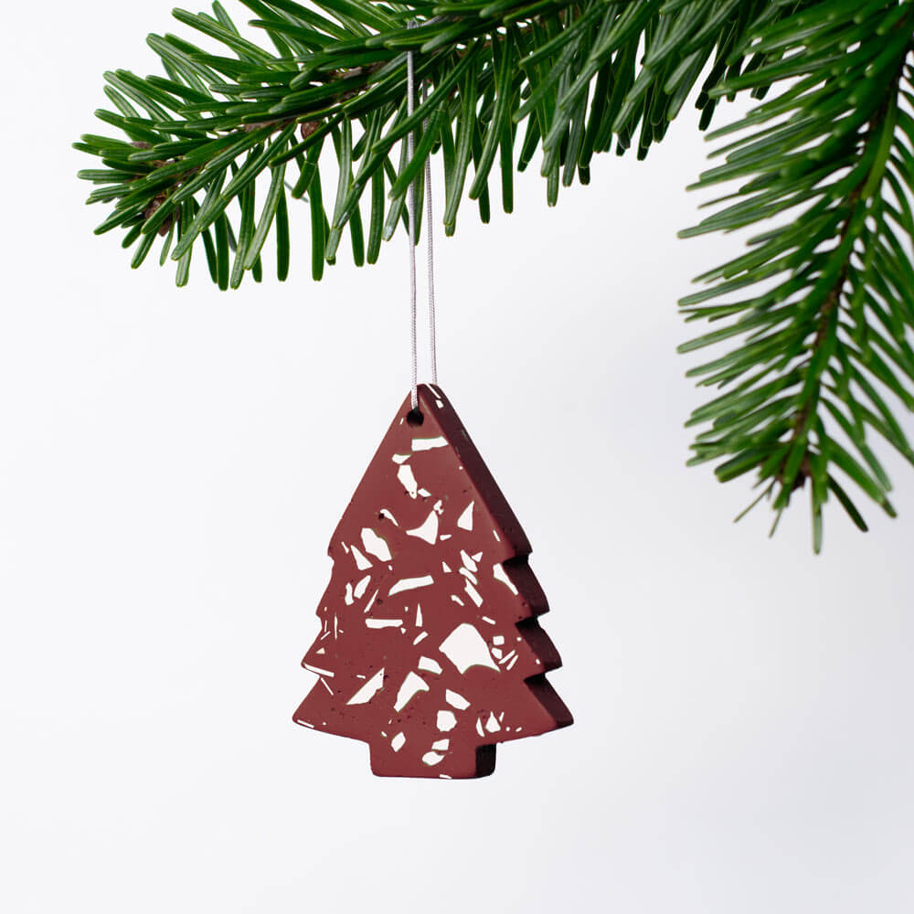 Plum terrazzo Christmas tree ornament, image size:1000x1000