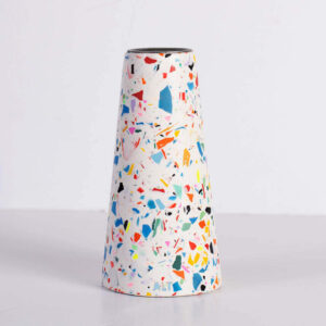 Hand-crafted various-sized rainbow terrazzo taper candle holder - tall