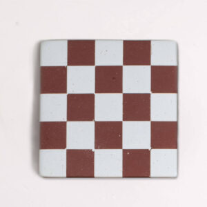Handcrafted burgundy and light pink checkered patterned square coaster, Jesmonite trinket vanity key tray