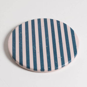 Handcrafted blue and light pink stripe patterned coaster, Jesmonite trinket vanity key tray