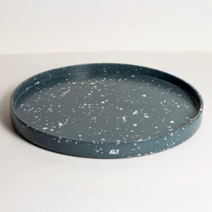 Large navy terrazzo round tray, Jesmonite Concrete Ceramic Trinket Dish